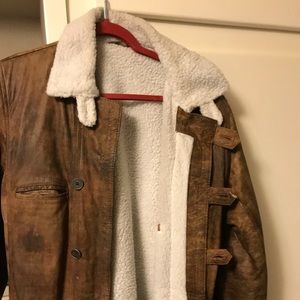 Heavy Leather Sherpa Coat